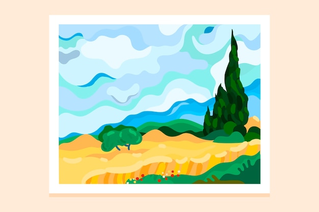 Ilustración de pintura de van gogh de diseño plano