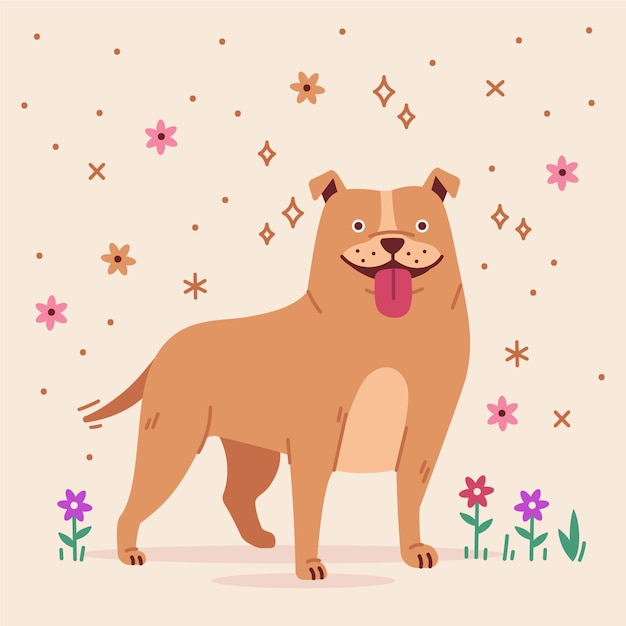 Ilustración de pitbull de diseño plano