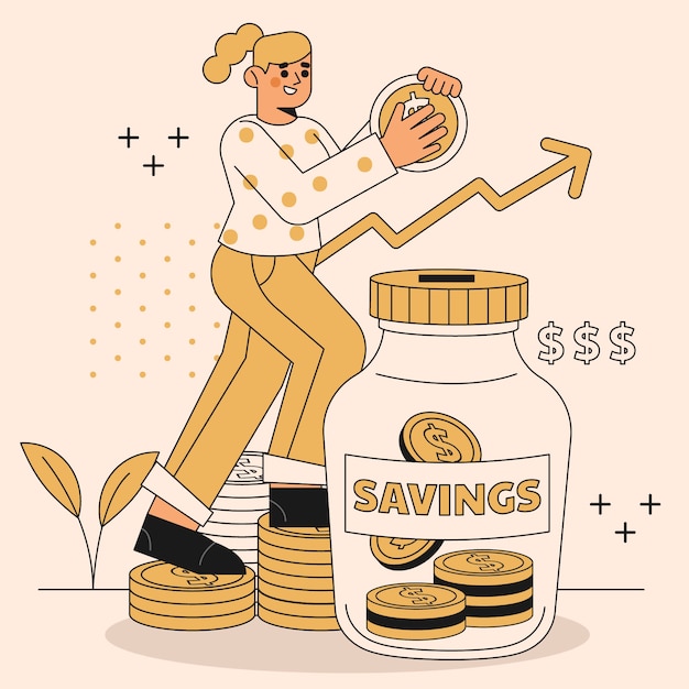 Ilustración de plan de ahorro para empleados dibujado a mano