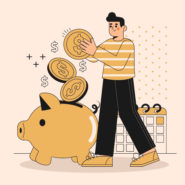 Ilustración de plan de ahorro para empleados dibujado a mano