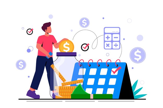Ilustración de plan de ahorro para empleados dibujado a mano