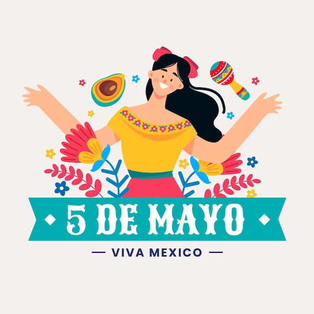 Vector gratuito ilustración plana de 5 de mayo