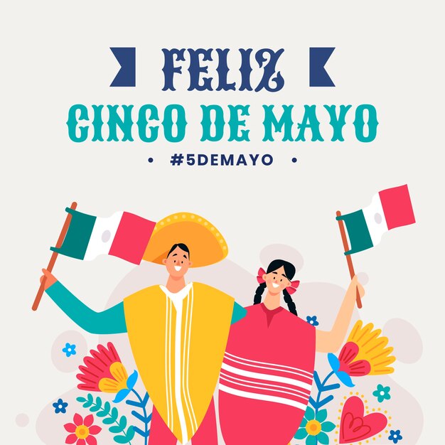 Ilustración plana de 5 de mayo