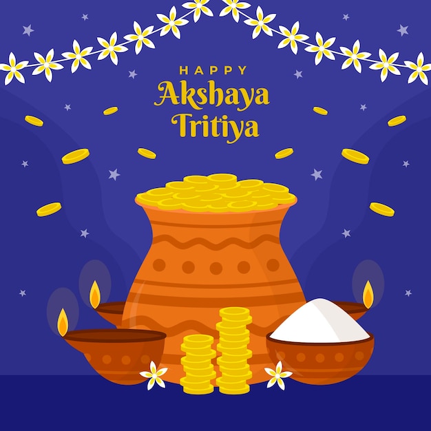 Vector gratuito ilustración plana akshaya tritiya