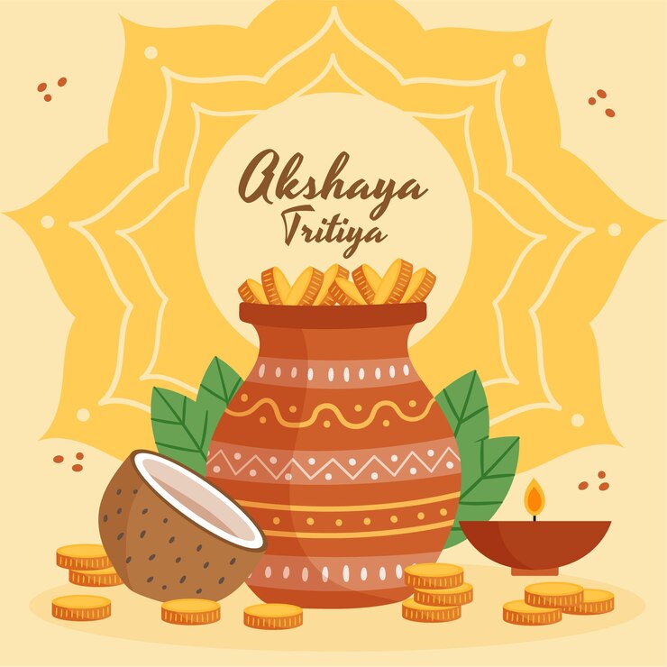 Vector gratuito ilustración plana akshaya tritiya