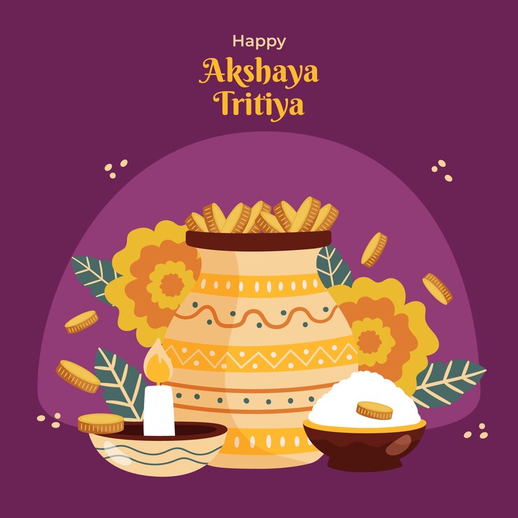 Vector gratuito ilustración plana akshaya tritiya