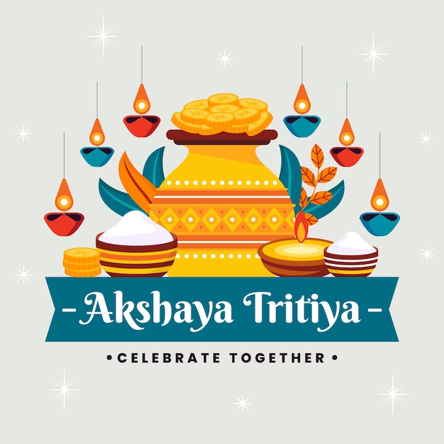 Vector gratuito ilustración plana akshaya tritiya