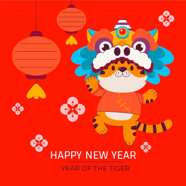 Vector gratuito ilustración plana de año nuevo chino