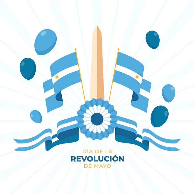 Vector gratuito ilustración plana argentina dia de la revolucion de mayo