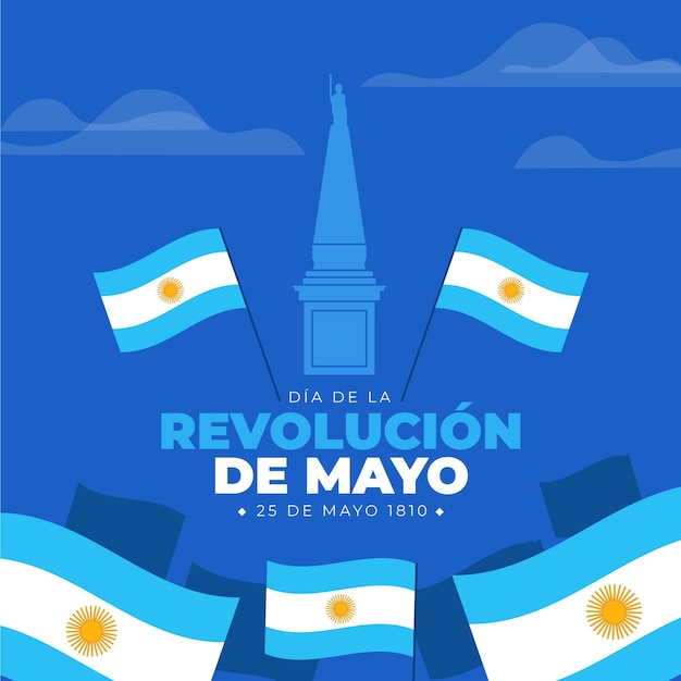 Vector gratuito ilustración plana argentina dia de la revolucion de mayo