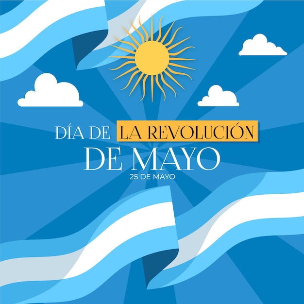 Ilustración plana argentina dia de la revolucion de mayo