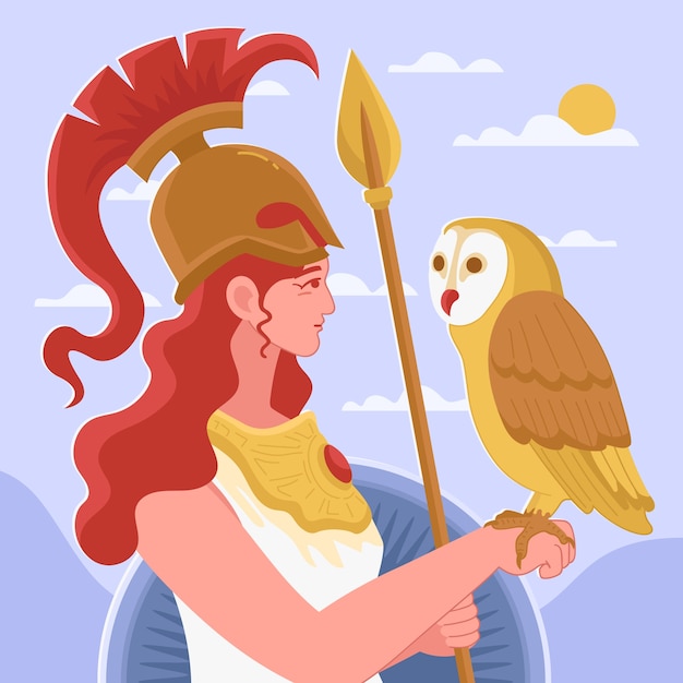 Vector gratuito ilustración plana de atenea