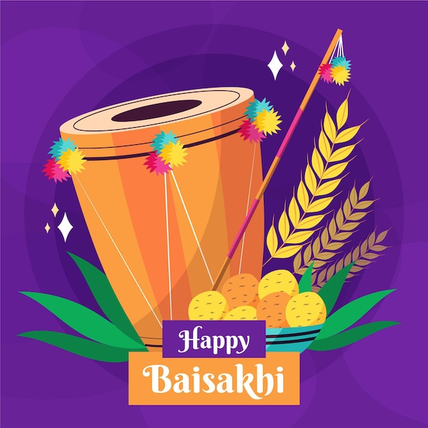 Vector gratuito ilustración plana baisakhi