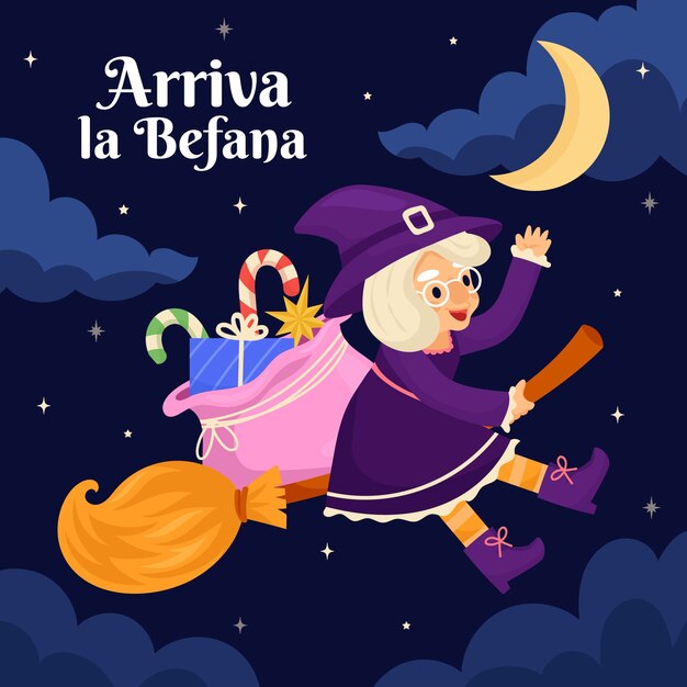 Vector gratuito ilustración plana para befana