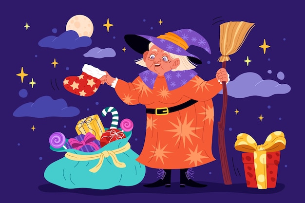 Ilustración plana para befana