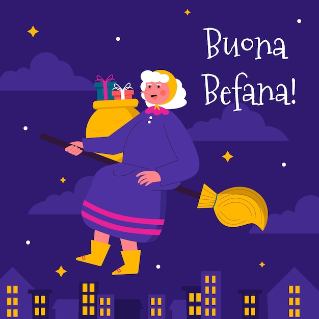 Vector gratuito ilustración plana para befana