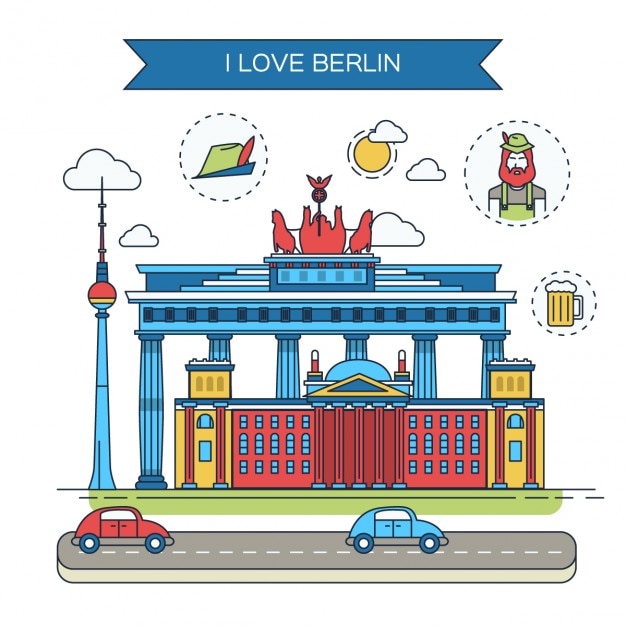 Vector gratuito ilustración plana de berlín