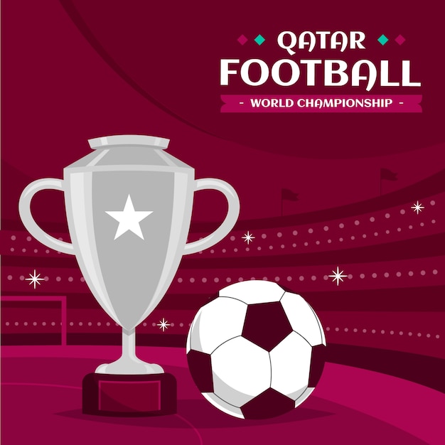 Vector gratuito ilustración plana del campeonato mundial de fútbol