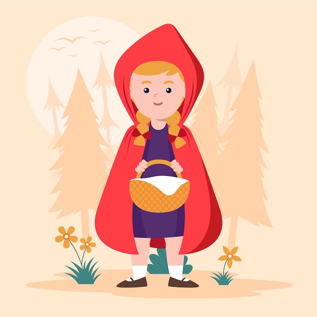 Ilustración plana caperucita roja