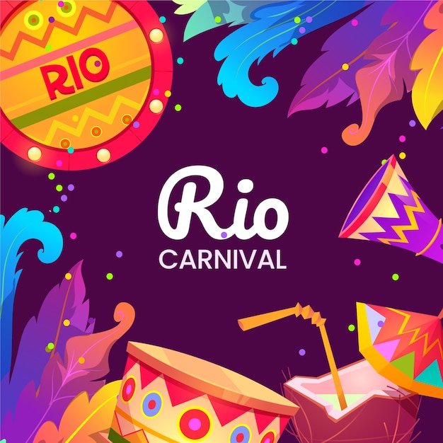 Ilustración plana carnaval brasileño