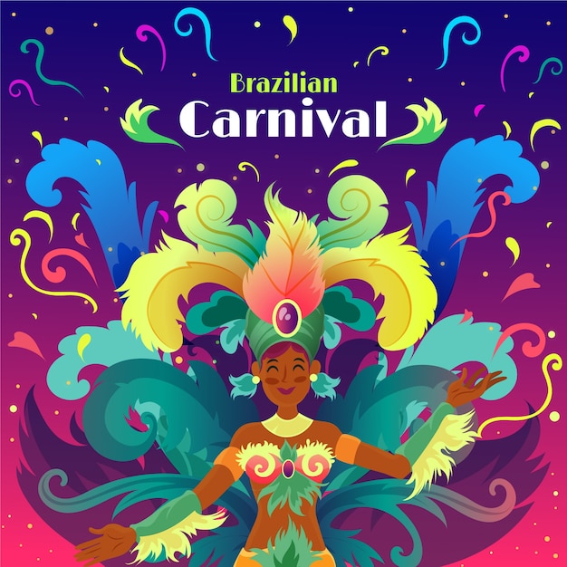 Ilustración plana carnaval brasileño