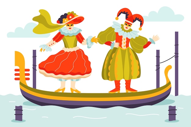 Vector gratuito ilustración plana del carnaval de venecia