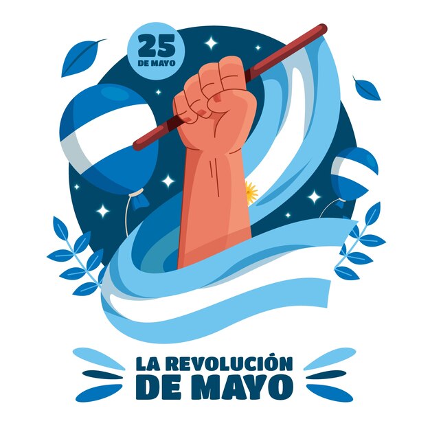 Ilustración plana de celebración del 25 de mayo