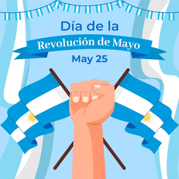 Ilustración plana de celebración del 25 de mayo