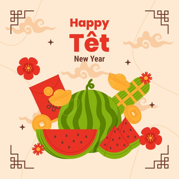 Ilustración plana para la celebración del año nuevo
