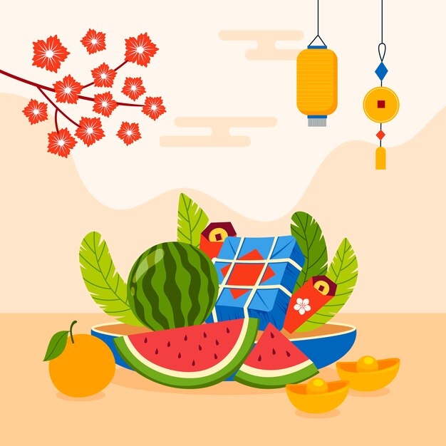 Ilustración plana para la celebración del año nuevo