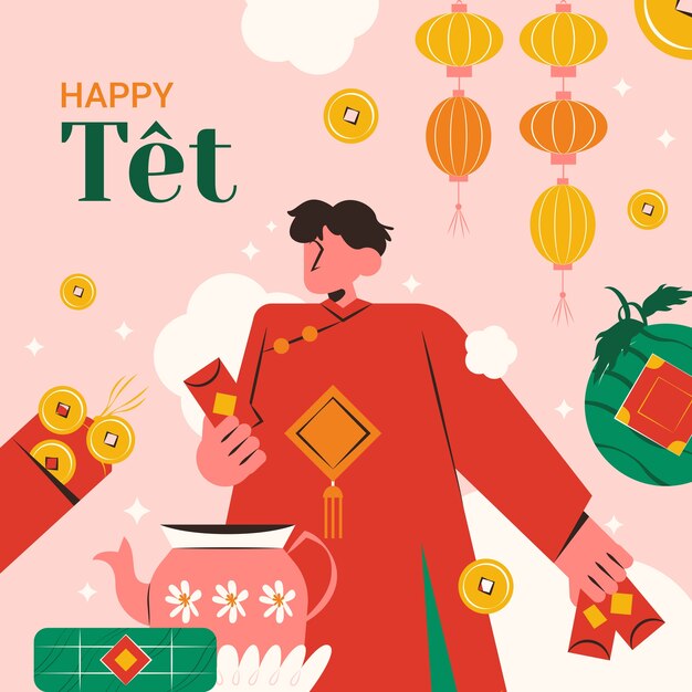 Ilustración plana para la celebración del año nuevo