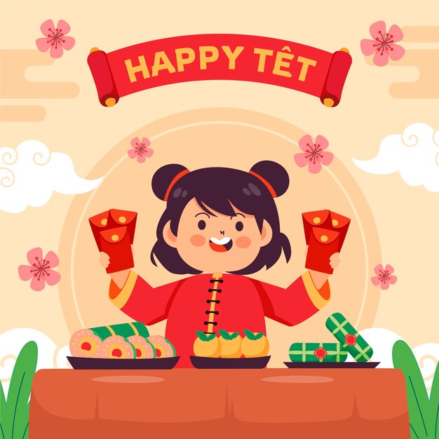 Ilustración plana para la celebración del año nuevo