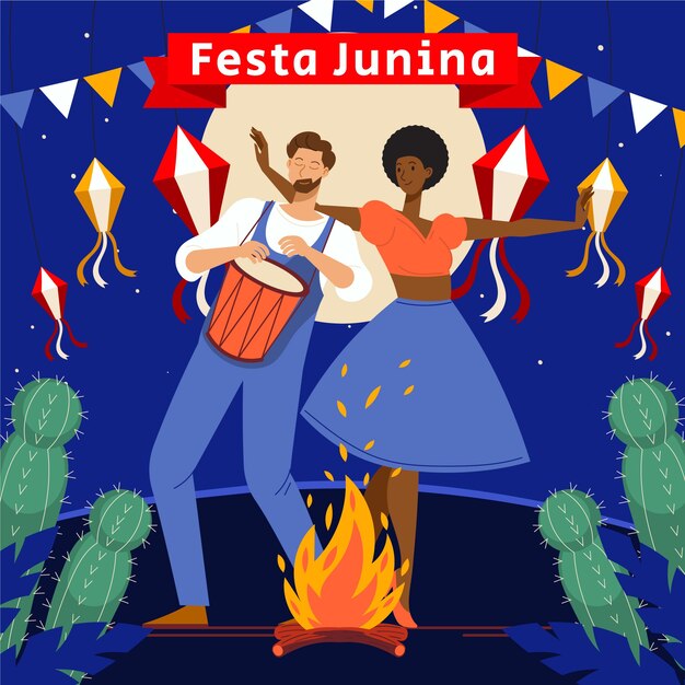 Ilustración plana para la celebración brasileña de festas juninas