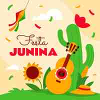 Vector gratuito ilustración plana para la celebración brasileña de festas juninas