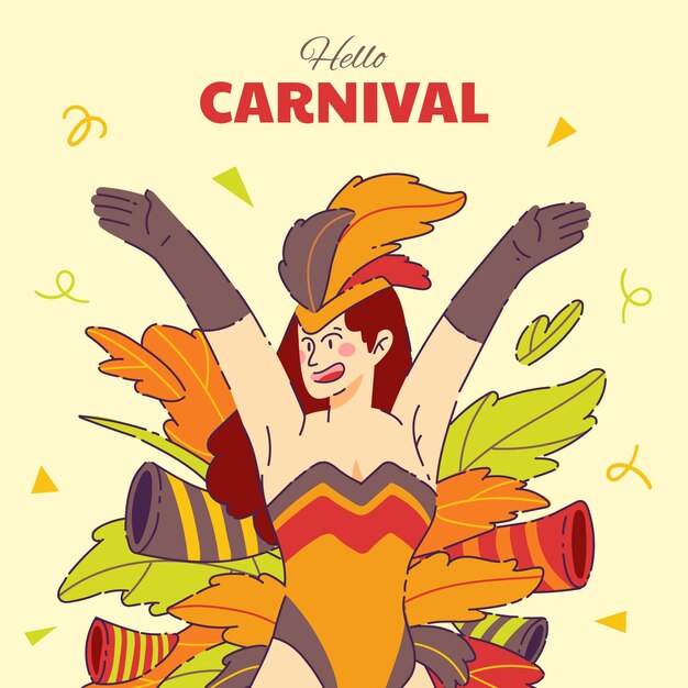 Ilustración plana para celebración de carnaval.