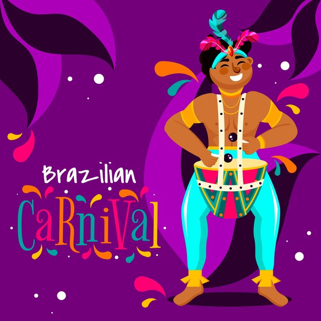 Ilustración plana para celebración de carnaval.