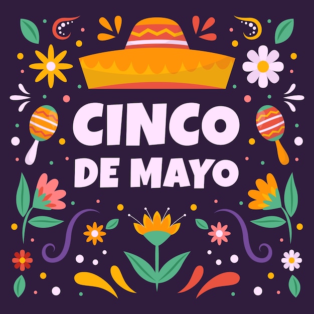 Ilustración plana para la celebración del cinco de mayo