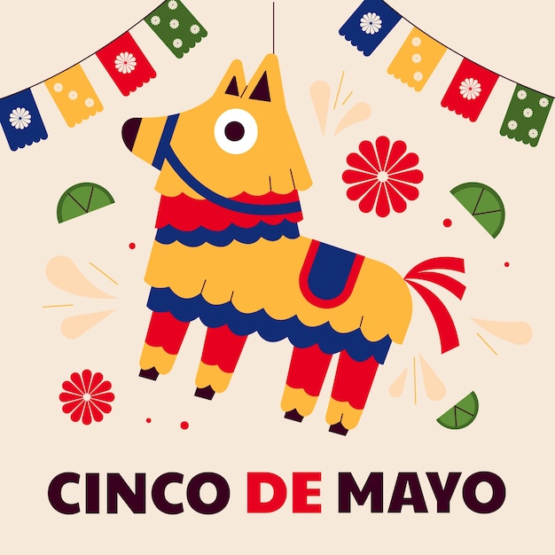 Ilustración plana para la celebración del cinco de mayo