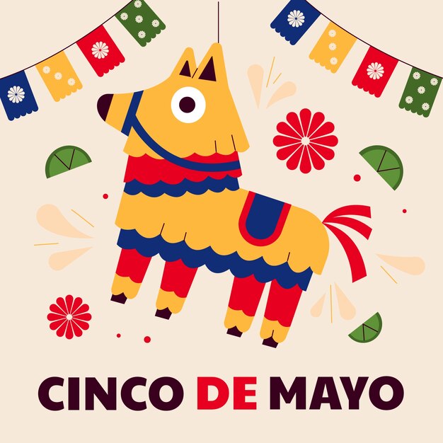 Ilustración plana para la celebración del cinco de mayo
