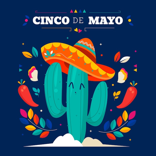 Ilustración plana para la celebración del cinco de mayo