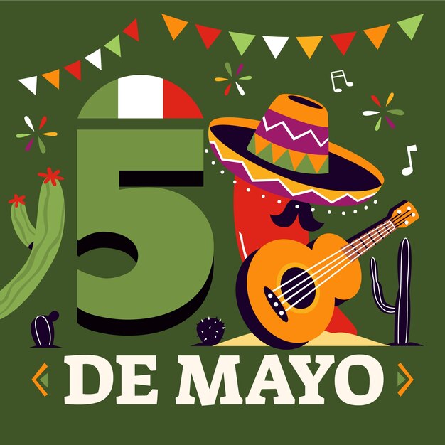Ilustración plana para la celebración del cinco de mayo