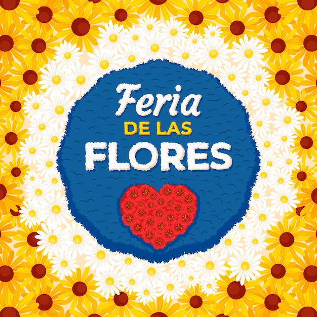 Vector gratuito ilustración plana para la celebración colombiana de la feria de las flores