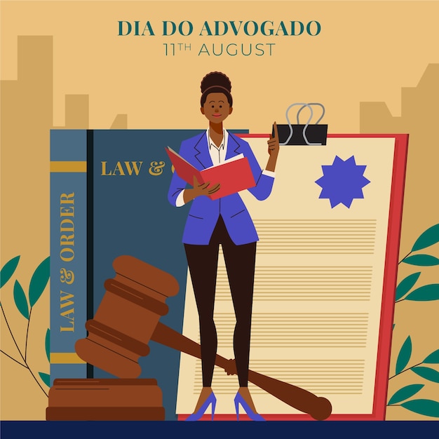 Ilustración plana para la celebración del día de los abogados brasileños