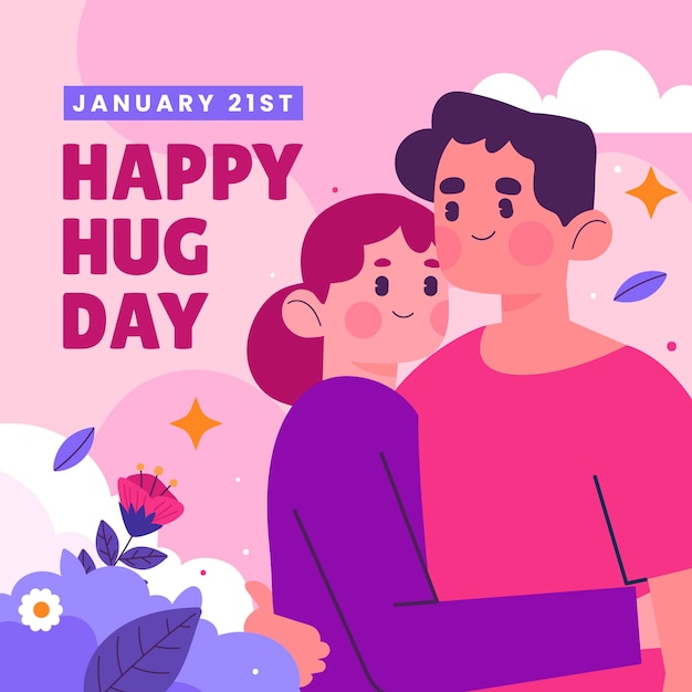 Ilustración plana para la celebración del día del abrazo