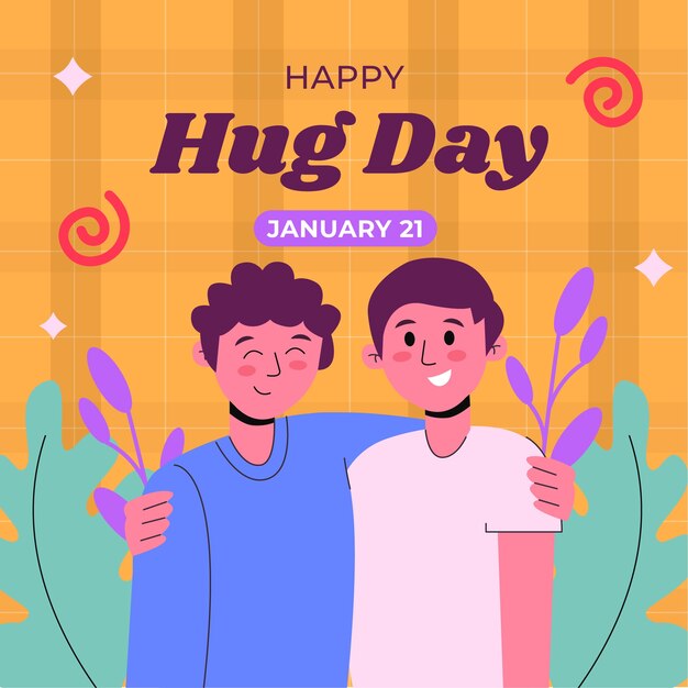 Ilustración plana para la celebración del día del abrazo