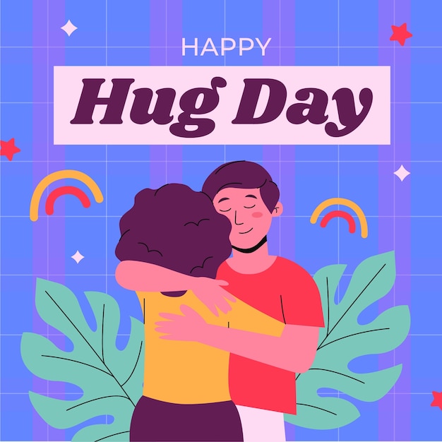 Vector gratuito ilustración plana para la celebración del día del abrazo