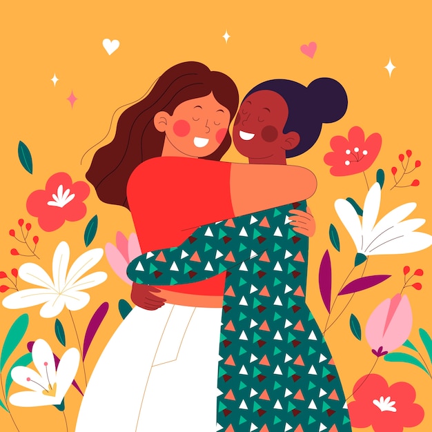 Ilustración plana para la celebración del día del abrazo