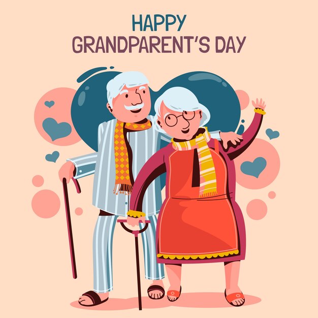 Ilustración plana para la celebración del día de los abuelos