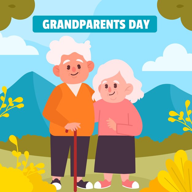 Ilustración plana para la celebración del día de los abuelos