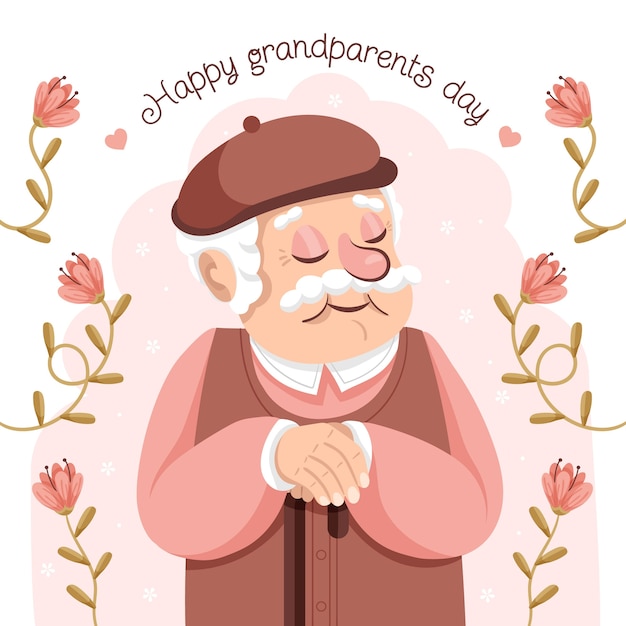 Ilustración plana para la celebración del día de los abuelos